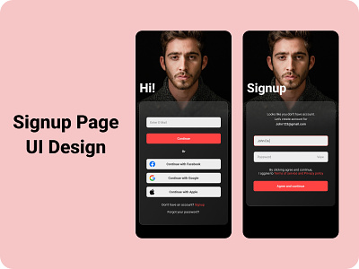 Signup page UI Design mobile ui signup page ui ui ui design ux
