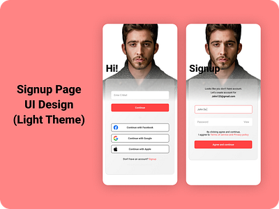 Signup page UI Design (Light Theme) app design signup page signup page ui ui ui design ux