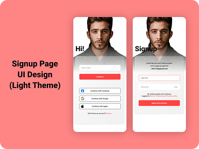 Signup page UI Design (Light Theme)