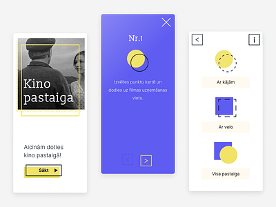 Kino pastaiga (App design) android appdesign art button cinema directions illustration iu kino map minimal nativeapp new ux walk
