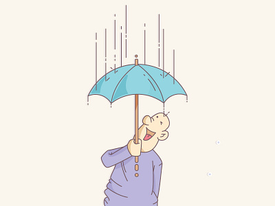Umbrella colors design flat happy illustration new outlines pastels rain umbrella vector