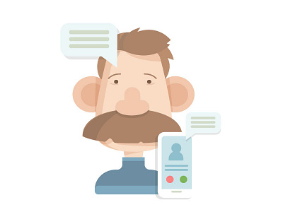 Call Your Dad answer call character contacts dad father illustration mustache newyear phone vector