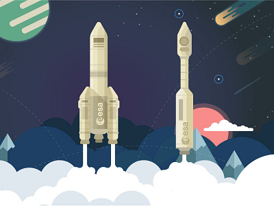 Ariene 5, Vega flatdesign game illustration interactive mind planets power rocket rockets space vector