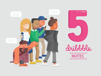 Dribble Invites 2017 character design dribbble invites flat design illustration invitation new new players participate