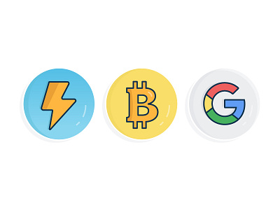 Icons app bitcoin challenge fast flash google icon illustration lightening logo outline vector