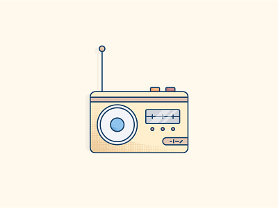 Radio halftone illustration music outline radio vector vintage