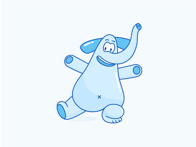 Elephant animal blue elephant happy illustrator kickative lines lsd new outlines vector