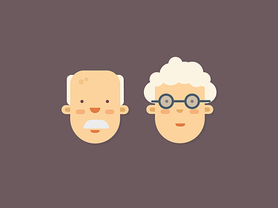 Faces / Grandparents character design faces flat glasses grandfather grandmother hair head illustration kickative old