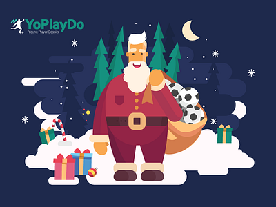 Marry Christmas from YoPLayDo card celebration flat gifts illustration kickative newyears santa santa claus tree vector xmas