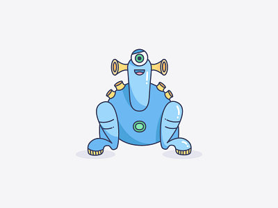 Monster blue character cure cyclope design illustration lines monster outline sitting smile vector