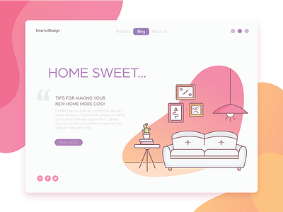 Home design gradient home illustration interior kickative outlines sweet vector web website wedesign