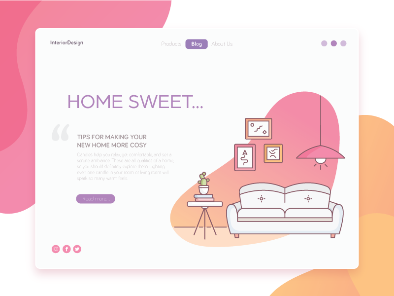 Home outlines kickative gradient wedesign website web vector illustration design interior sweet home