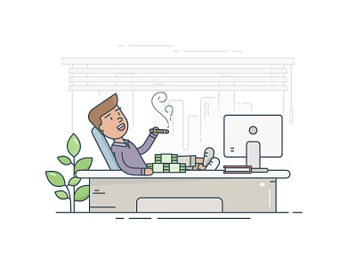 Ceo ceo cigar computer cool illustration money outline plant table vector wealth