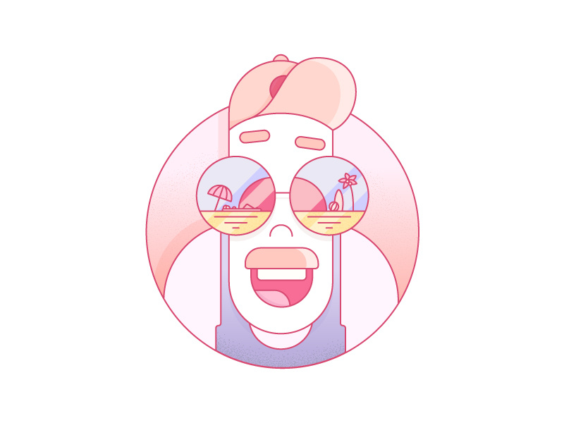 Happy Dude paradise playful beach kickative character lines vector outlines illustration