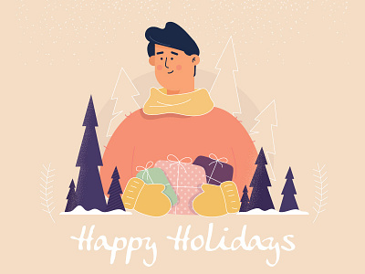 Happy Holidays! :) character christmas illustration flat flat illustration holiday illustration kickative lines vector