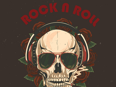 Rock and roll. Illustrated cover design album cover branding cover art design detal illustration illustrated cover illustration music cover rock and roll rock music cover skull skull design skull smoking vector vector art