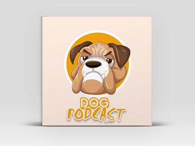 DOG PODCAST cover art cartoon portrait vector cover