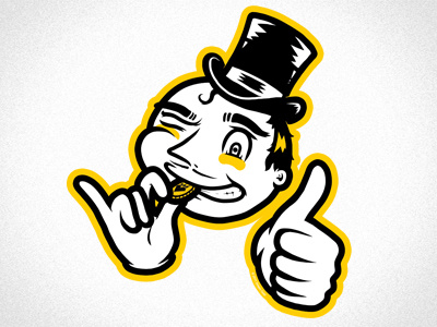 Aristocrat bite coin dream gentleman gold hat mustache thumbs top up