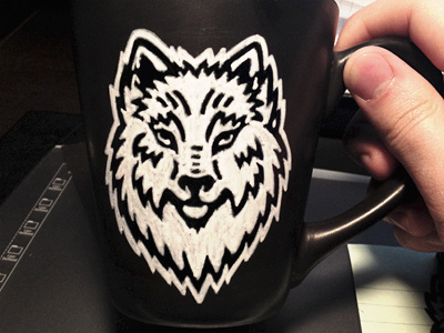 Wolf Head Mug coffee hand head mug painted wolf