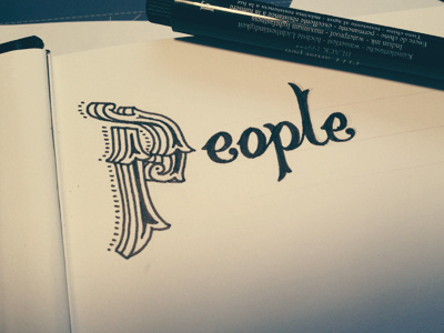 People capital cursive fancy letter p type typography wip