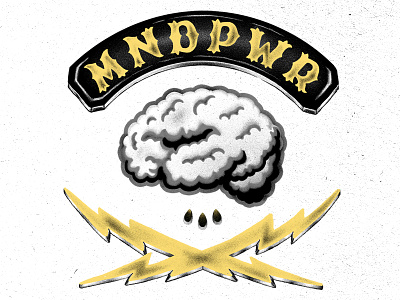 MNDPWR bolts brain cross hand lettering lightning texture type typography vintage