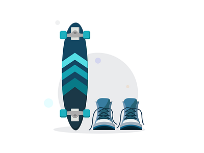 Skateboard and shoes blue graphic design illustration shoes skate skateboard skateboarding