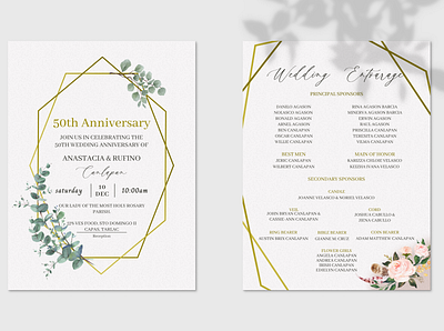 Wedding Invitation 50th branding calling card card design designer freelance graphic design invitation logo wedding