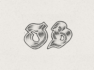 JB b hand lettering j letters stippling