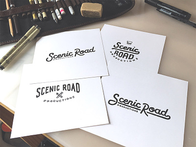Scenic Road hand drawn lettering sketch typography