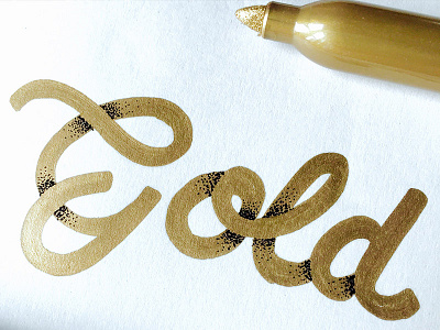 Goooold dots gold handrawn lettering stipple type typography