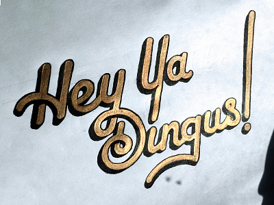 Hey Ya Dingus! gold handrawn lettering type typography
