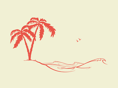 Beachy WIP beach design illustration palm trees v vector waves