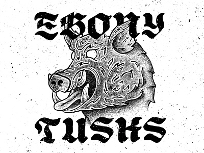 EBONY TUSKS blackletter boar design illustration lettering stippling