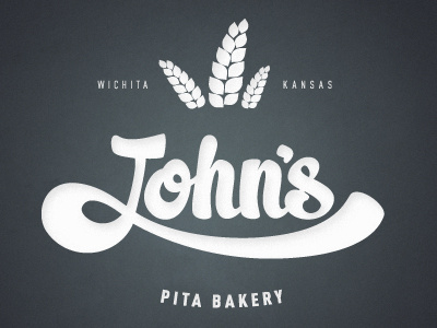 John's pt deux branding handdrawn lettering pita super swash typography wheat wichita