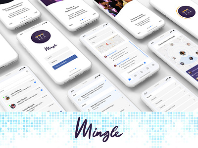 Mingle light mode app design app apps application cocktailglass logo mingle mockup nightlife social ui uiuxdesign