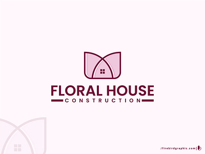 Floral House Construction branded logo branding construction construction logo feminine logo fire bird graphic flora floral floral house floral house construction flower and house logo flower logo house logo logo design monochrome color