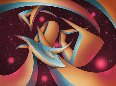 The Galaxy 3d design illustration typography
