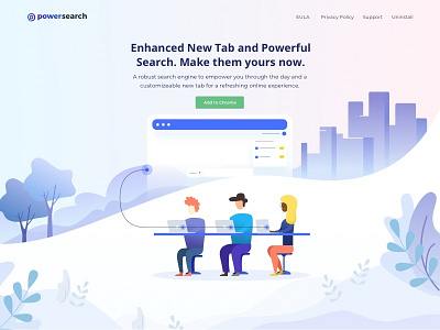 PowerSearch Redesign UI design illustration landing ui