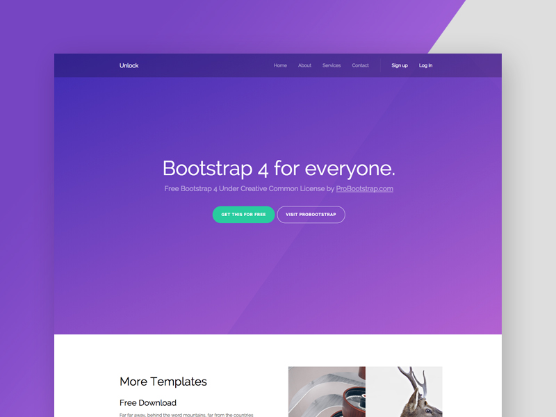 Probootstrap Unlock (Free Bootstrap 4) by Joefrey Mahusay on Dribbble