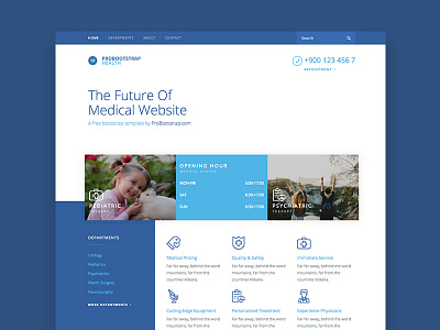 Probootstrap Health (Free HTML) bootstrap bootstrap 4 clinic design doctors free bootstrap free template freebie medical photography ui ux