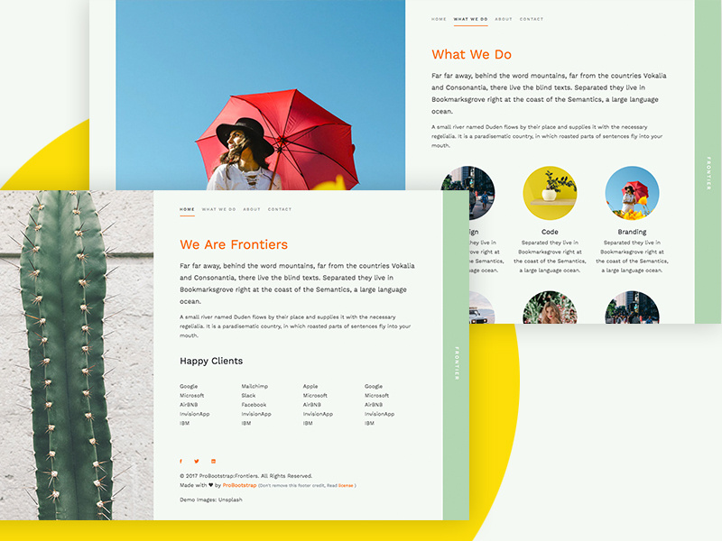 ProBootstrap Frontiers (Free HTML) free html free template bootstrap 4 bootstrap freebie design ux ui