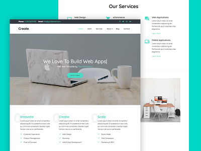 "Create" Onepage Free Website Template by Free-Template.co bootstrap bootstrap 4 design free html free template ui ux