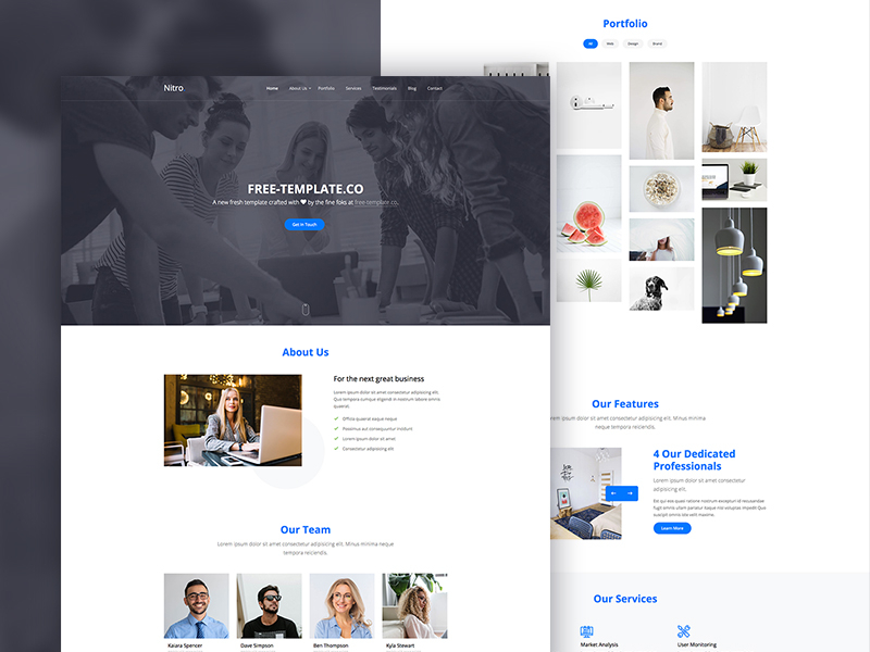 Nitro One Page Free Website Template by Free-Template.co by Joefrey ...