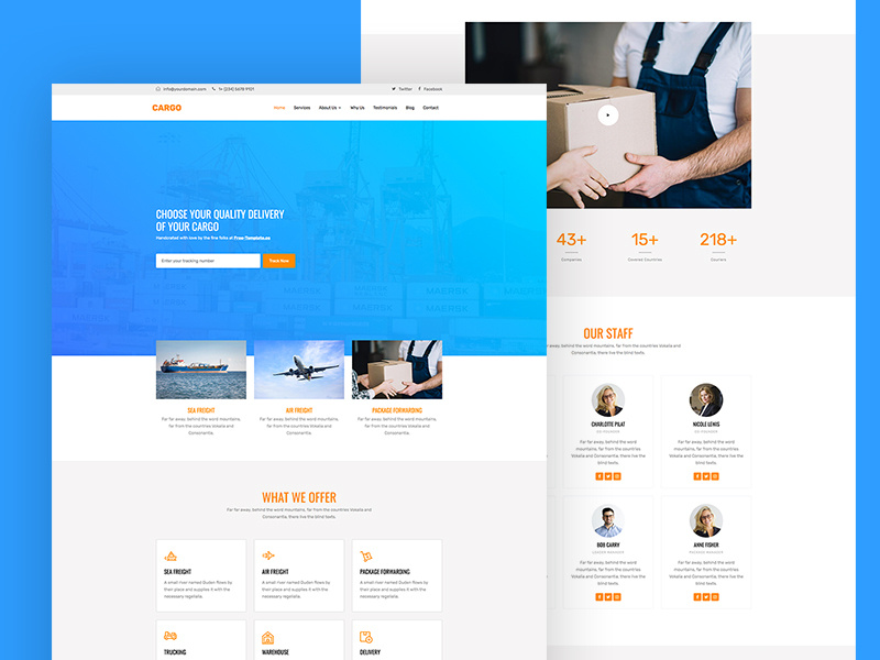 Cargo Free Website Template for Logistics transport logistics bootstrap 4 free template design html ux ui