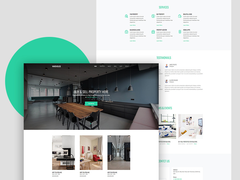 Warehouse Free Website Template for Real Estate free html real estate html freebie free template bootstrap 4 ux ui