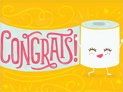 Pregnancy Congrats greeting card anthropomorphized baby congrats congratulations greeting card hand lettering illustration pee stationery toilet paper
