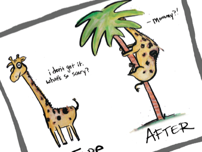 scared giraffe book giraffe hand drawn illustration ink kids watercolor