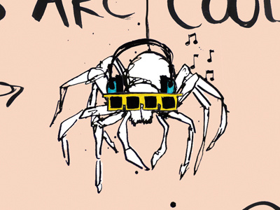 Hipster Spider. animals childrens cute hand drawn hip hipster illustration illustrator music spider sunglasses