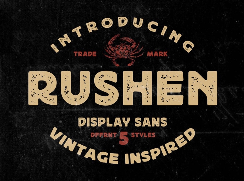 Rushen - Vintage Inspired Font 3d all caps animation app branding design display display font font graphic design illustration inspiration logo motion graphics mountains typography ui ux vector vintage