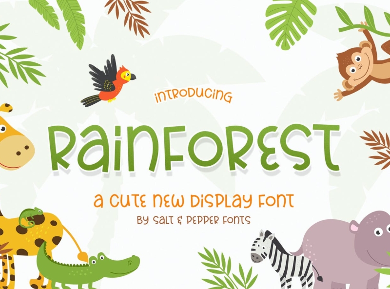 Rainforest Font animals app branding cute design font graphic design illustration jungle logo rainforest trees typography ui ux vector